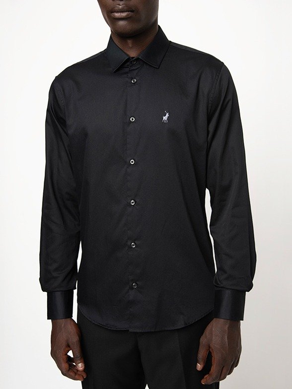 Polo Men's Custom Fit Greig Long Sleeve Shirt - Black