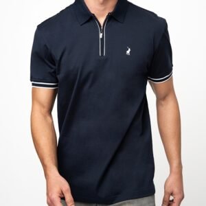 Polo Men's 1/4 Zip Short Sleeve Golfer - Navy