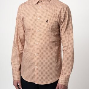 Polo Men's Geometric Long Sleeve Shirt - Camel
