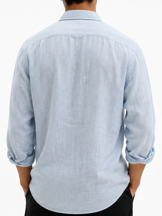 Liwali sky blue pure linen relaxed fit shirt - Image 3