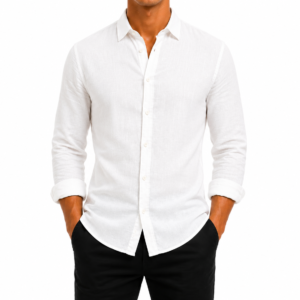 Liwali pure linen slim fit cream shirt