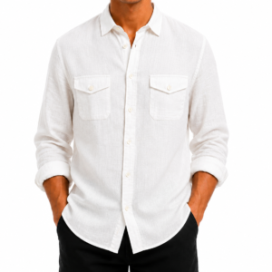 Liwali Cream Pure Linen Relaxed Fit Shirt