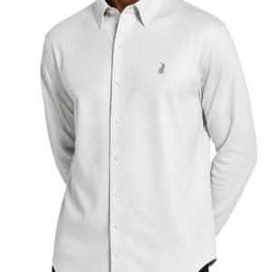 Polo Men's Linen Blend Long Sleeve Shirt - White