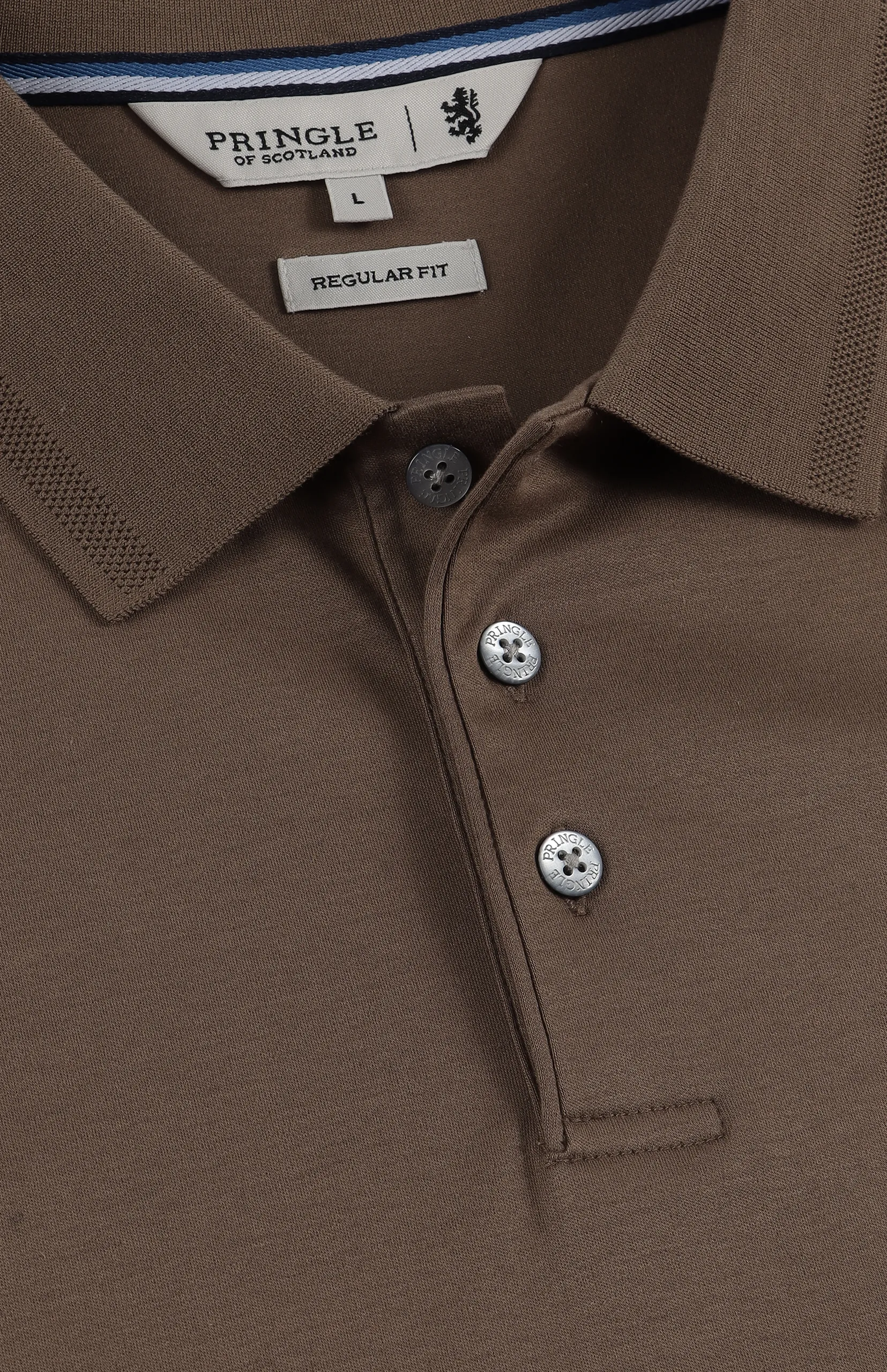 Pringle Donald Long Sleeve Golfer — Taupe - Image 3