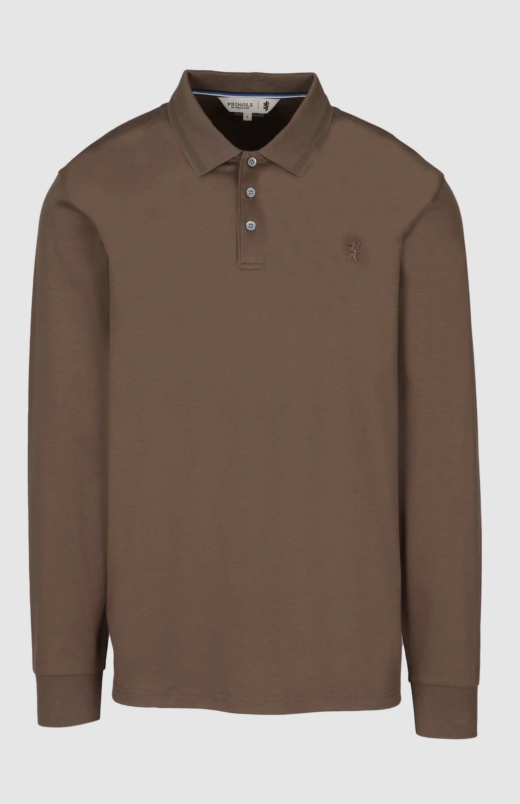 Pringle Donald Long Sleeve Golfer — Taupe