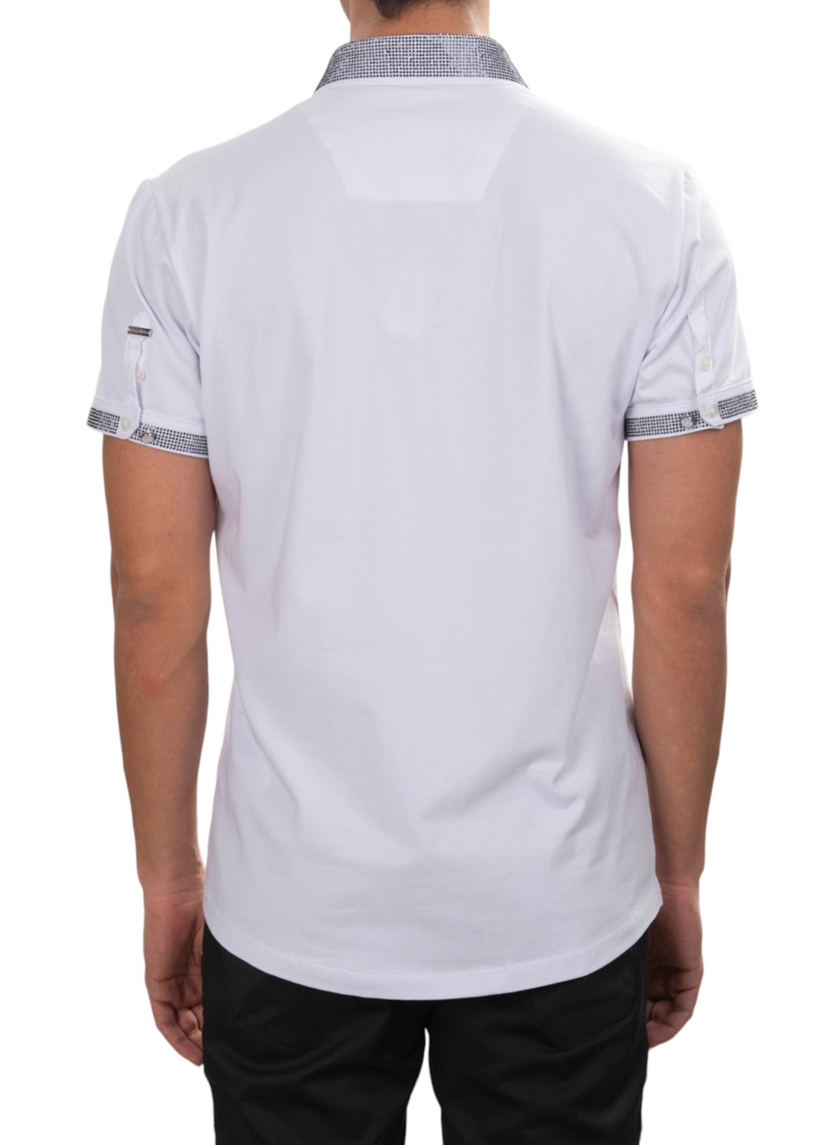 Mondo White Full Collar Rhinestone Tee - Image 4