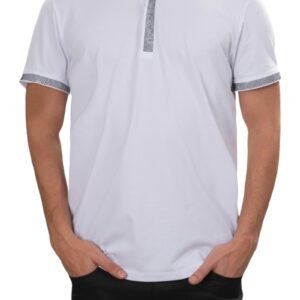 Mondo White Full Collar Rhinestone Tee