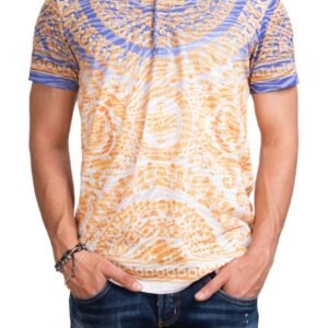 Mondo Blue Yellow Degraded Devore Roma Polo