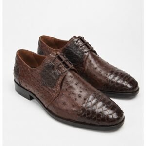 SHENBIN BROWN PYTHON AND OSTRICH SHOE