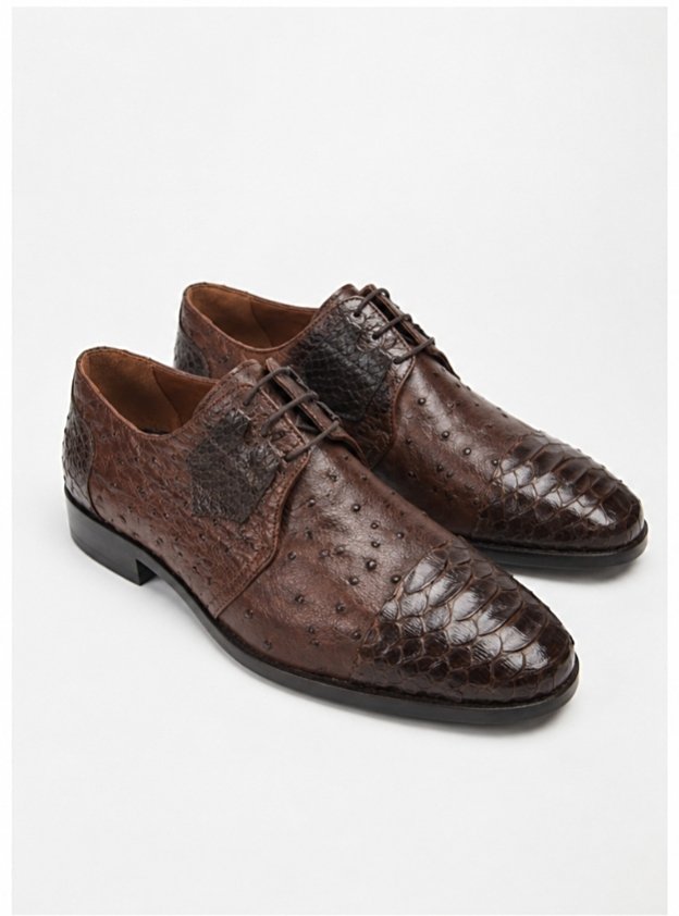 SHENBIN BROWN PYTHON AND OSTRICH SHOE