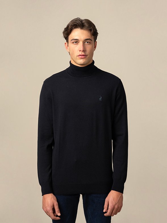 Polo Men's Roll Neck Long Sleeve Knitwear - Black