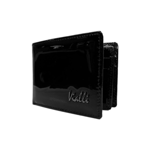 Vialli Milan Patent Tri-Fold Wallet Black