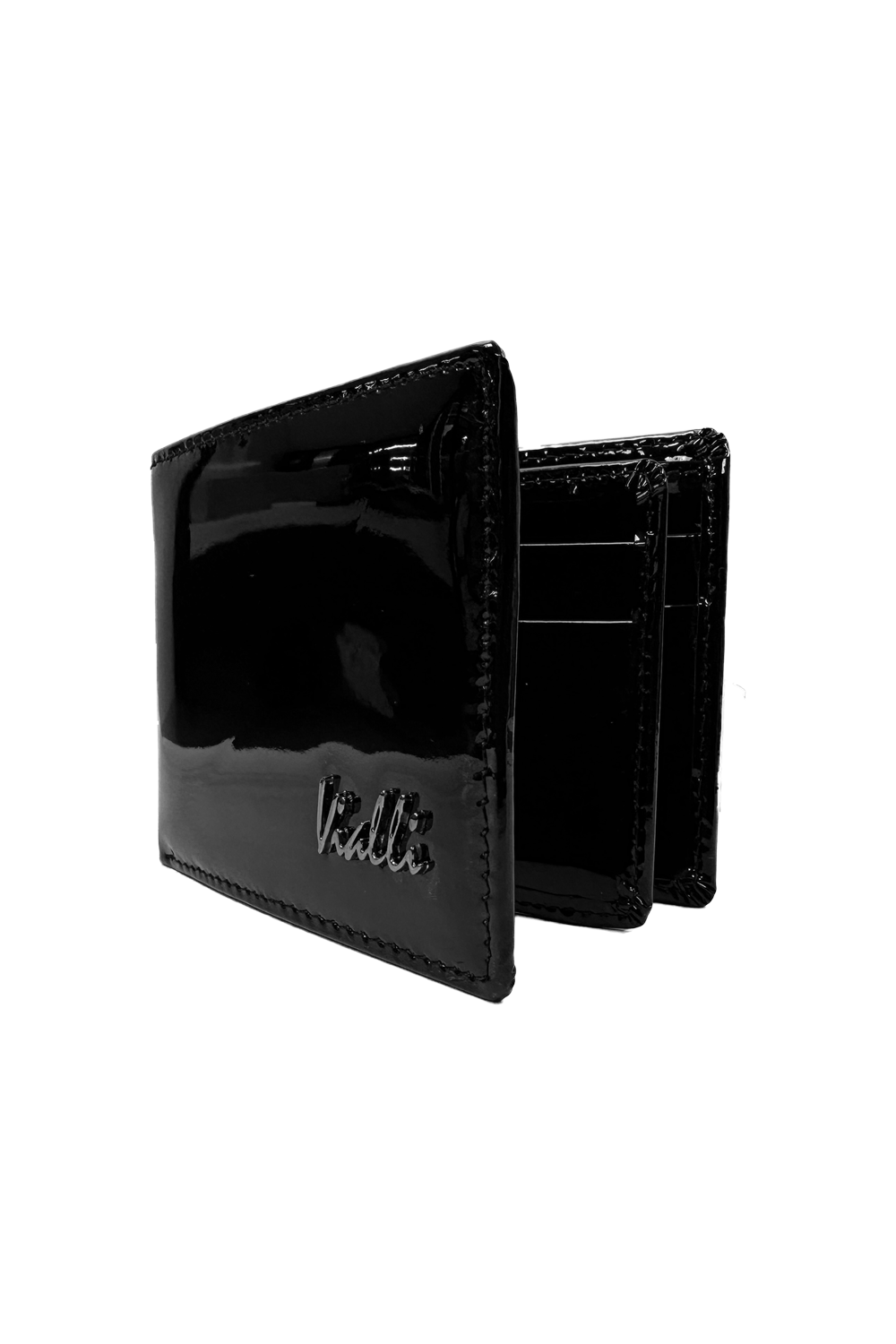 Vialli Milan Patent Tri-Fold Wallet Black - Image 3