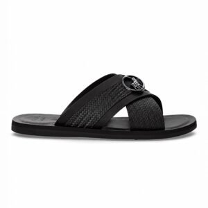 Polo Men's Braided Cross Leather Sandals – Black