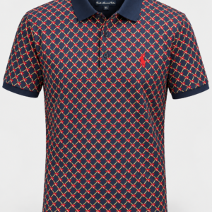 Polo Red Geo Printed Double-Mercerised Cotton Golfer