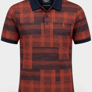 Polo Linear Print Double-Mercerised Cotton Short-Sleeve Golfer
