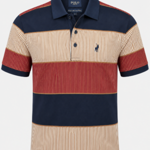 Polo Vertical Stripe Double-Mercerised Cotton Golfer – Burgundy
